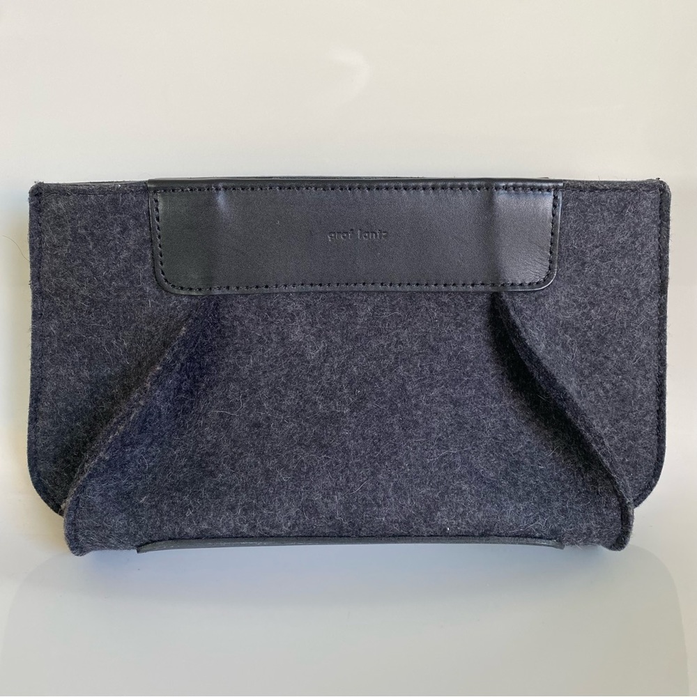 Graf Lantz Felt and Leather Clutch Black